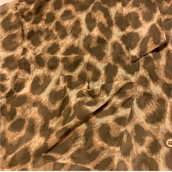 Free People Easy Rider Cheetah Button Front Shirt Blouse Semi Sheer Animal Print - Picture 9 of 13